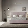 Letto 160x200 matrimoniale contenitore con giroletto imbottito in microfibra glicine lilla LIT452