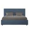 Letto 160x200 matrimoniale contenitore con giroletto imbottito in microfibra blu LIT452