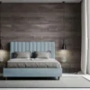 Letto 160x210 matrimoniale contenitore in microfibra con testiera effetto trapuntato azzurro LIT492