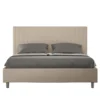 Letto 160x210 matrimoniale contenitore con testiera a quadretti in similpelle tortora LIT468