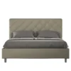 Letto 160x210 matrimoniale contenitore con testiera trapuntata design a rombo con bottoni cappuccino LIT474