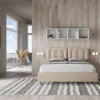 Letto 160x210 matrimoniale contenitore design trapuntato con testiera imbottita e bottoni tortora LIT432