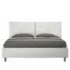 Letto 160x210 matrimoniale contenitore con testiera imbottita con tre bottoni similpelle bianco LIT442