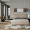Letto 160x200 matrimoniale contenitore con testiera imbottita con tre bottoni similpelle tortora LIT438