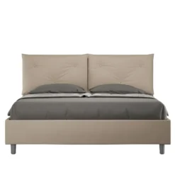 Letto 160x200 matrimoniale con testiera imbottita con tre bottoni similpelle tortora LIT437