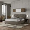 Letto 160x200 matrimoniale con testiera imbottita con tre bottoni similpelle cappuccino LIT437