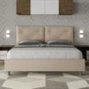 Letto 160x190 matrimoniale con testiera imbottita con tre bottoni similpelle tortora LIT433
