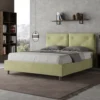 Letto 160x210 matrimoniale con testiera imbottita con tre bottoni microfibra tè verde LIT443