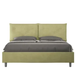 Letto 160x210 matrimoniale con testiera imbottita con tre bottoni microfibra tè verde LIT443