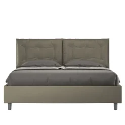Letto 160x210 matrimoniale design trapuntato con testiera imbottita e bottoni cappuccino LIT431