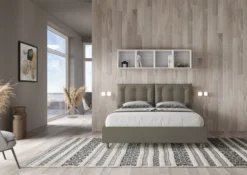 Letto 160x190 matrimoniale design trapuntato con testiera imbottita e bottoni cappuccino LIT427