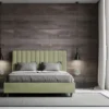 Letto 160x200 matrimoniale in microfibra con testiera effetto trapuntato tè verde LIT487