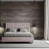 Letto 160x200 matrimoniale in microfibra con testiera effetto trapuntato glicine lilla LIT487