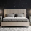 Letto 160x210 matrimoniale in similpelle e testiera linee verticali tortora LIT479
