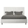 Letto 160x210 matrimoniale in similpelle con testiera effetto trapuntato bianco LIT489