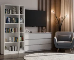 Libreria a colonna 25x182 cm salvaspazio bianco opaco LBT19