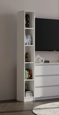 Libreria a colonna 25x182 cm salvaspazio bianco opaco LBT19