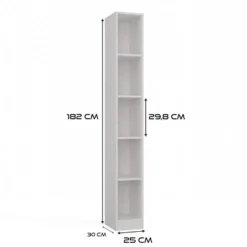 Libreria a colonna 25x182 cm salvaspazio bianco opaco LBT19