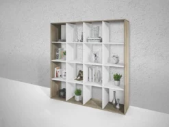 Libreria a giorno rovere e bianco LB2