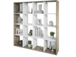 Libreria a giorno rovere e bianco LB2