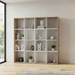 Libreria a giorno rovere e bianco LB2