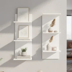 Libreria a muro 35x180 cm a 6 ripiani bianco opaco LBT11