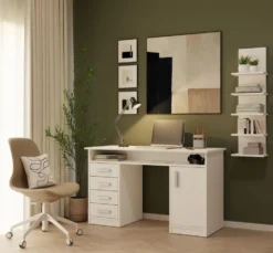 Libreria a muro 29,5x100 cm a 5 ripiani bianco opaco LBT22