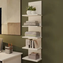 Libreria a muro 29,5x100 cm a 5 ripiani bianco opaco LBT22