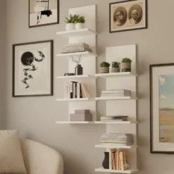 Libreria a muro 29,5x100 cm a 5 ripiani bianco opaco LBT22