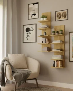 Libreria a muro 29,5x100 cm a 5 ripiani rovere LBT22