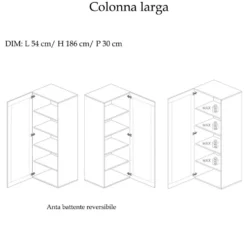 Libreria elegante piccola a parete 136x186 cm argilla e noce LBL5