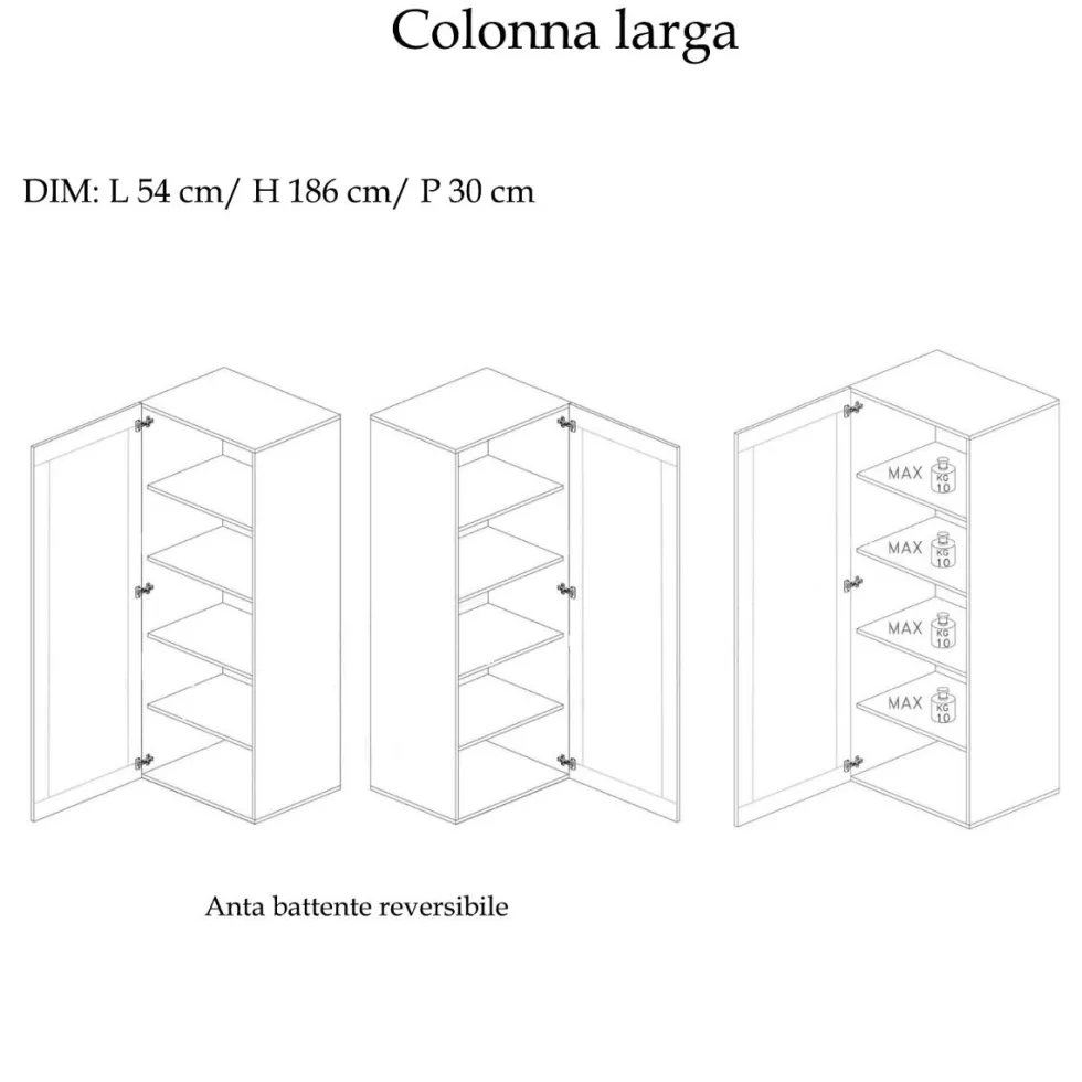Libreria elegante piccola a parete 136x186 cm argilla e noce LBL5