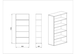 Libreria larga 80 cm rovere chiaro LUI5