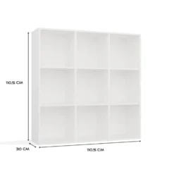 Libreria moderna 110,5 cm con 3 ante bianco opaco LBT17