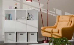Libreria moderna 110,5 cm con 3 ante bianco opaco LBT17