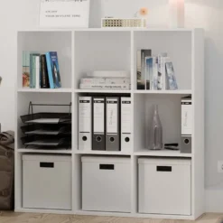 Libreria moderna 110,5 cm quadrata bianco opaco LBT16