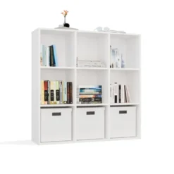 Libreria moderna 110,5 cm quadrata bianco opaco LBT16
