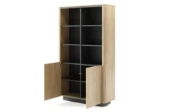 Libreria moderna 113x190 cm con 6 vani a giorno in rovere e nero LBLK2