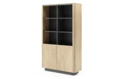 Libreria moderna 113x190 cm con 6 vani a giorno in rovere e nero LBLK2