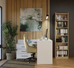 Libreria moderna 50x183 cm 7 ripiani rovere LBT23