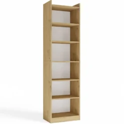 Libreria moderna 50x183 cm 7 ripiani rovere LBT23