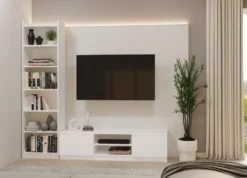 Libreria moderna 50x183 cm 7 ripiani bianco opaco LBT23