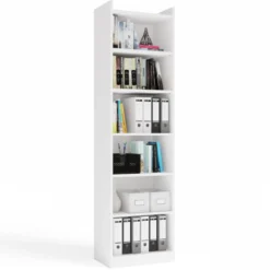 Libreria moderna 50x183 cm 7 ripiani bianco opaco LBT23