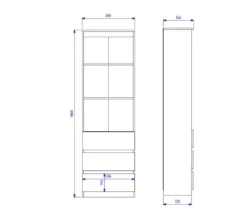 Libreria moderna 60x180x35 cm con cassetti rovere e antracite LBT6