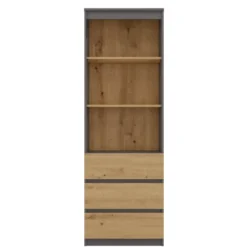 Libreria moderna 60x180x35 cm con cassetti rovere e antracite LBT6