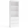 Libreria moderna 60x180x35 cm con cassetti bianca LBT6