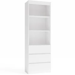 Libreria moderna 60x180x35 cm con cassetti bianca LBT6