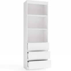 Libreria moderna 60x180x35 cm con cassetti bianca LBT6