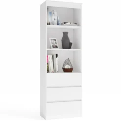 Libreria moderna 60x180x35 cm con cassetti bianca LBT6