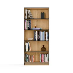 Libreria moderna 80x182x30 cm con 4 ripiani rovere e nero LBT3
